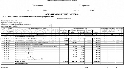 Смета на строительство 2-х этажного общежития квартирного типа